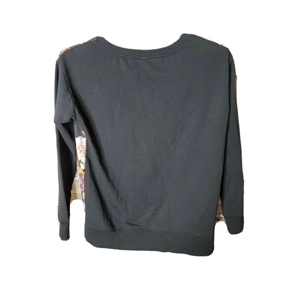 Boston Proper Women's Black Floral Sweatshirt Size Small t13 - Picture 2 of 8